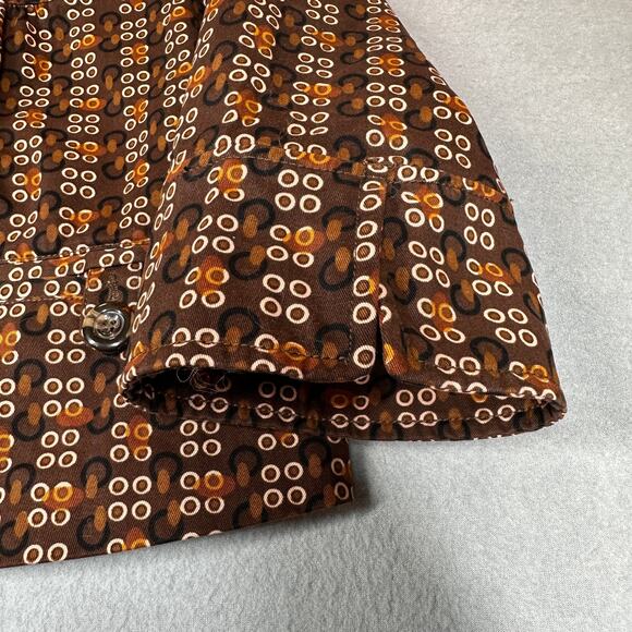 Lapis Blazer Women Large Brown Circle Print Cropped Suit Office Corporate Jacket - Picture 9 of 11